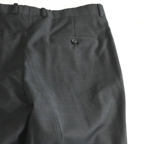 Paul Dione‎ 42R 34x32 Black Windowpane Lee CT 100% Wool Mens Jacket Pants Suit